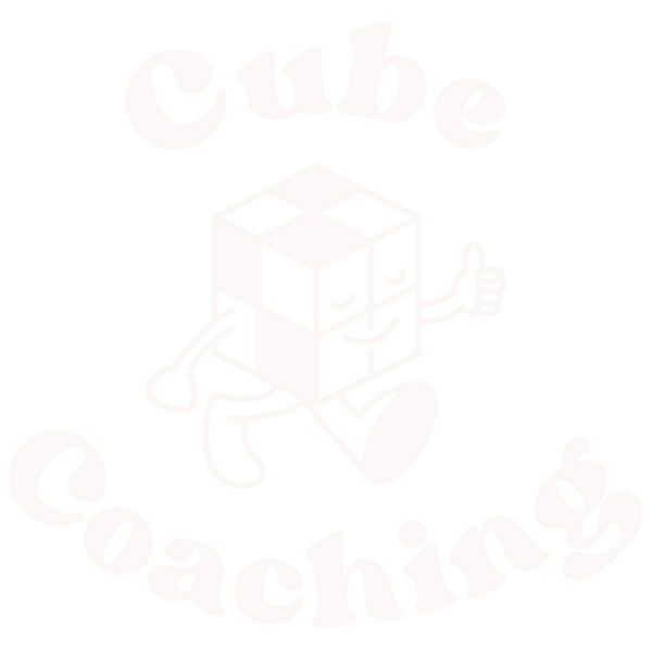 Logo of a happy rubik cube logo for Cube Coaching